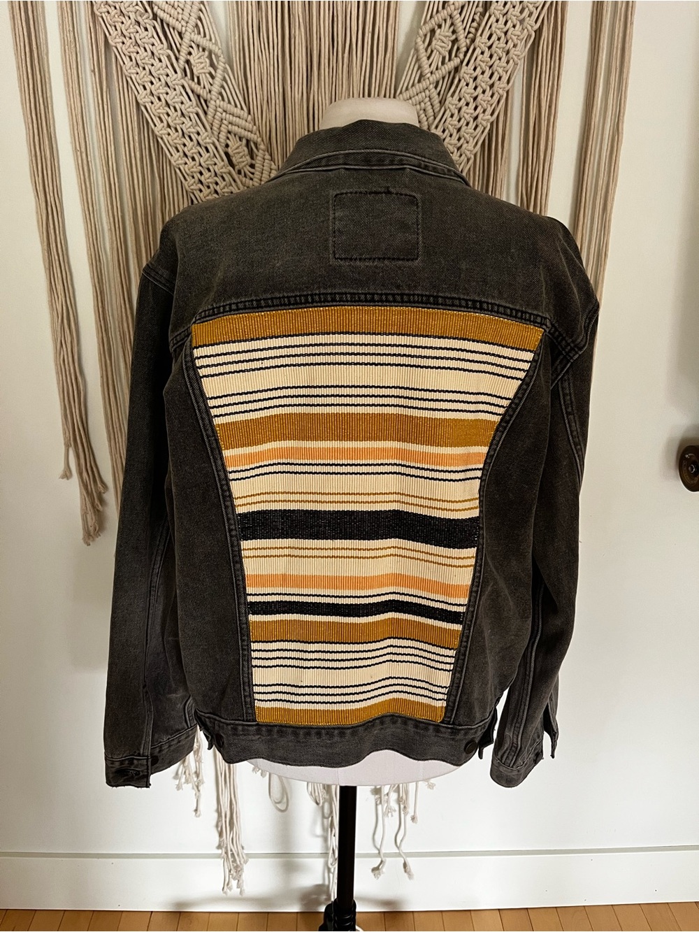 Levi's Black Denim Jacket with Custom Tapestry Back